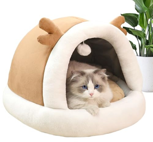 baabeash Lit Caverne pour Chat - Maison Doudou Chaude Niche pour Chat | Nid Doux pour Et Petit Chien,Décoration Salon Chambre Appartement Balcon Intérieur