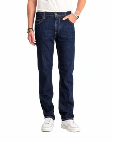 MUSTANG Jeans Herren Washington Straight Fit Denim Blue - Hosen Herren - Jeanshosen für Männer - 1017119 5000 901 (Blau)