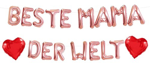Muttertag Deko Folienballons 16 Zoll, Beste Mama Der Welt“ Goldene Buchstaben Luftballons Banner, Happy Mother's Day Ballon, Muttertagsgeschenk für Mama Geburtstag Deko (Roségold)