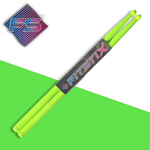 FITSTIX Trommelstöcke für Fitness- & Aerobic-Training, stabiles und leichtes Design, lustige Ergänzung für jede Trainingsroutine und jeden Fitnesskurs 5a UV GREEN ohne PowerGrip