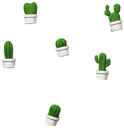 QUALY Kühlschrankmagnet Dekomagneten Kakteen 2,7 cm Magnet Memoboard Kaktus, grün-weiß