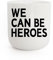 PLTY - We can be Heroes Becher - Tasse ohne Henkel - Handglasiertes Weiß Porzellan - Kaffeebecher mit Spruch - Lyrics - Dänisches Design