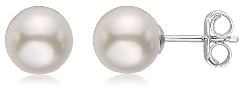 Klassische Solitär-Ohrstecker, 14 Karat Weiß- oder Gelbgold, AAA+, Akoya-Zuchtperle, verschiedene Perlengrößen und Metallfarbe Off-White