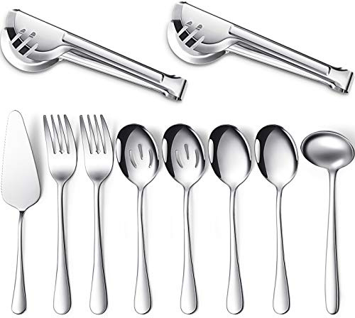 Patelai Serving Utensils Set, Silver, 10 Pieces
