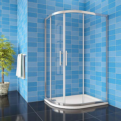 Acezanble 1200x900x1900mm Left Quadrant Shower Cubicle Enclosure 8mm Easy Clean Glass Sliding Door with 1200x900mm Stone Tray Free Waste