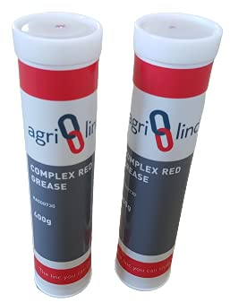 Grease Cartridges, Box of 2, Red Complex Grease for high temperature and high pressure, EP2 Complex Lithium Red Grease in 400g/14oz Cartridge for Grease Gun, by Agri-Linc