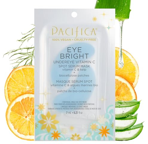 Pacifica Undereye Spot Serum Mask – Bright Eye Vitamin C Mask for Dark Circles & Hydration, Brightening Under Eye Treatment, Vegan & Cruelty-Free, 1 Pack