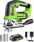 Greenworks 24V Brushless Jig Saw，1 * 2AH Battery+2A Adaptor, 6PCS Blades (4 x Saw Blade for Woodworking. 2 x Saw Blade for Metal)
