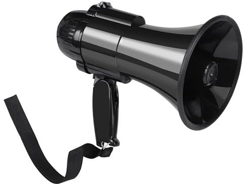 Loudmore 30 Watt Power Portable Megaphone Bullhorn Speaker Voice, Siren/Alarm and 240S Recording with Volume Control and Strap (Black)