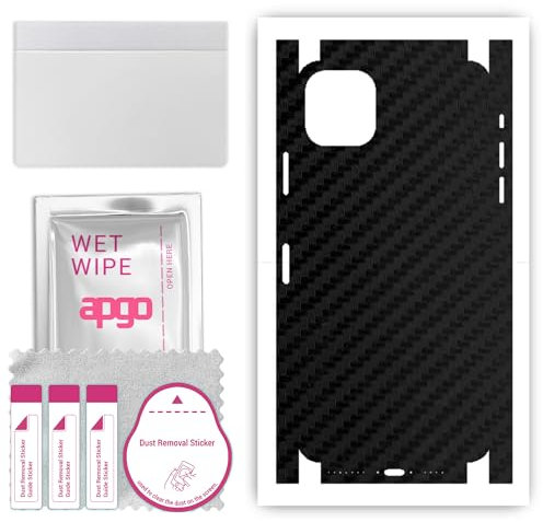 apgo Rückseite + Seiten Schutzfolie, Skin, kompatibel mit Apple iPhone 11 Pro Max, Hinten Displayschutzfolie aus Vinylfolie, Kratzfest, einfache Montage - Schwarzer Kohlenstoff