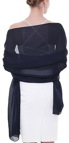 SWAT PANY Étole Châle Pashmina Femme Foulard Robe de soirée Bleu Écharpe de couleur Unie Étole Femme
