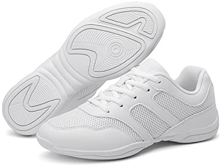 Uhclrr Tanzschuhe Kinder Vier Jahreszeiten Schuhe Atmungsaktiv und bequem Weich Aerobic Erwachsene Aerobic Cheerleading-Fitnessschuhe Gymnastik Tanz (41, Weiß)