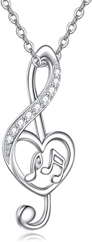 VONALA Musik Halskette 925 Sterling Silber Musik Note Anhänger Halskette Musik Schmuck Enthusiasten Geschenk für Damen Frauen Mädchen