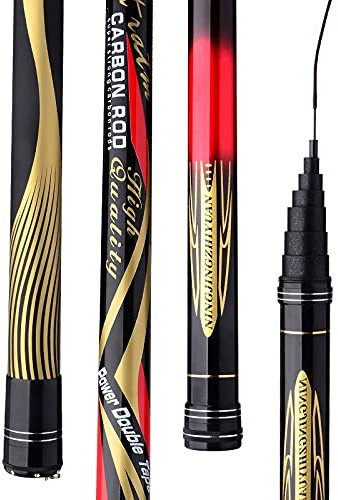 LEFAH Teleskophohe Hohe Carbon Ultra Light Super Hard Pole 8m 9m 10m 11m 12m 13m 14m 15m 16m Langer Abschnitt Angelrute (Size : 11m)
