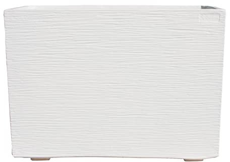 AnaParra Jardinera Cuadrada Moderna en hormigón aligerado para Exterior Arabígo 60X25X42cm. Natural Blanco
