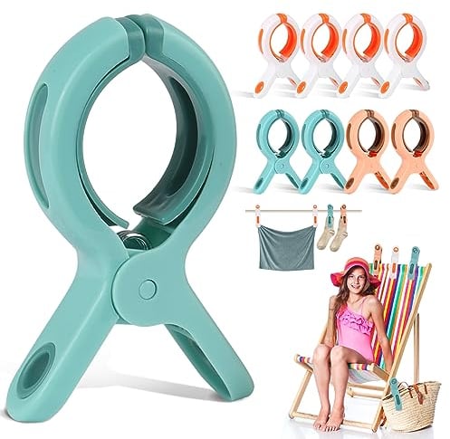 8 Stück Wäscheklammern Groß, Handtuchklammern für Strandliegen, Stabil Strandtuch Klammern, Winddicht Große Klammern, Wäscheklammer für Tägliche Wäsche, Badetuch, Bettwäsche, Dicke Kleidung