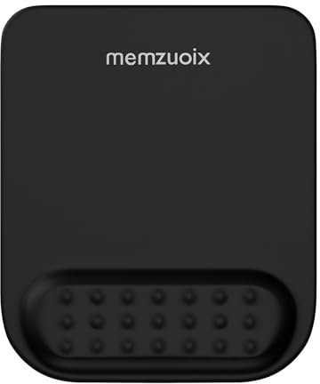 memzuoix Tappetino Ergonomico per Mouse con Supporto per Polso, Imbottitura in Memory Foam Premium per Sollievo dal Dolore, Base Antiscivolo in PU per Controllo Stabile e Liscio (Nero2)