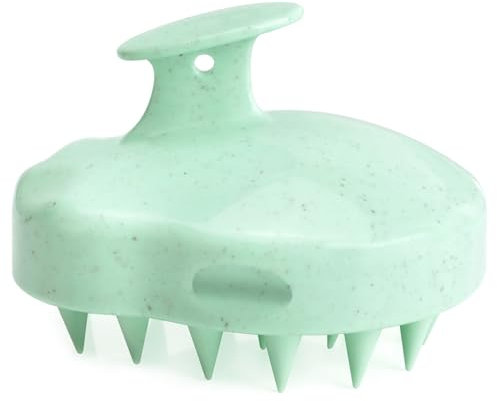 FREATECH Brosse à Shampoing pour Cuir Chevelu avec Poils en Silicone Souple pour Soin du Cuir Chevelu et Croissance des Cheveux, et Pellicules, Poignée en Paille de Blé Améliorée, Menthe Verte