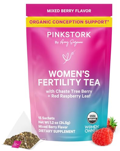 Pink Stork Organic Fertility Tea for Women, Mixed Berry, 15 Sachets