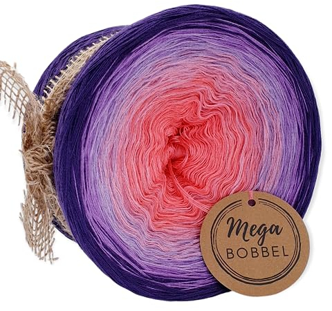MegaBobbel*Wahre Liebe*A17*Farbverlaufsgarn - Lace Garn Bobbel Wolle zum Häkeln & Stricken (3fädig-ca.1000m / Außenfarbe: Lila)