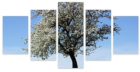 VEASPAEX Creative Art – Apfelbaum, modern, eingewickelte Leinwand, Wandkunst, Dekor für Wohnzimmer, Landschaft, 101,6 x 55,9 cm (B x H), 5-teilig