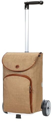 ANDERSEN Einkaufstrolley - Shopper Reik beige 50 L geräumig, Leder, Aluminium, Griff ergonomisch, höhenverstellbar, Kugellagerrad