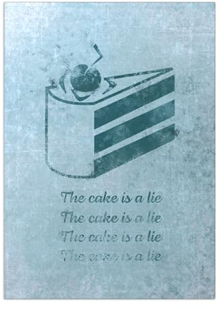 Displate Offiziell Portal Game MetallPoster Magnetische Befestigung Inklusive Lizenziert Bilder Hochwertiges Poster The Cake Is A Lie - Size M - 45 cm x 32 cm
