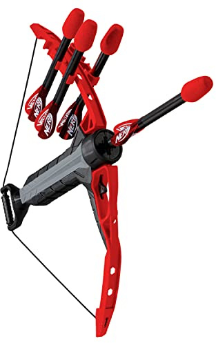 NERF Rip Rocket Kids Toy Bow + Arrow Set - Rip Rocket Blaster Soft Foam Bow + Arrow Set - Indoor + Outdoor Play - Plastic Bow and (4) Foam Tip Arrows - Air Powered