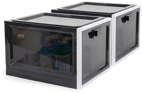 Theo&Cleo Medikamenten Aufbewahrungbox, Abschließbare Durchsichtige Box für Handys, Süßigkeiten, Snack, Persönlicher Safe Persönlicher Safe Faltbar (Schwarz-2)
