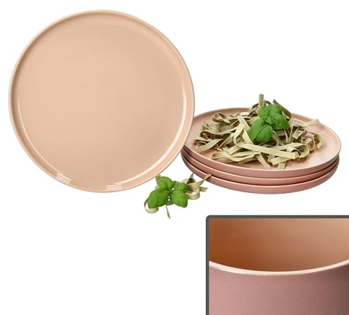 Ritzenhoff & Breker Jasper 4er Set Speiseteller Puder I Ø 25,4cm I Steingut-Essteller für 4 Personen I große Teller zum Grillen & Co. I Geschirr für Frühstück, Mittag, Kaffee & Abendbrot