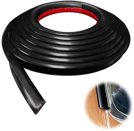 Hengrongshen Gouttière Camping Car, 5 Mètres Bande de Protection Forme de J Gouttiere PVC, Autocollante Déflecteur d'Eau de Pluie pour Camping Car et Portes (Noir)