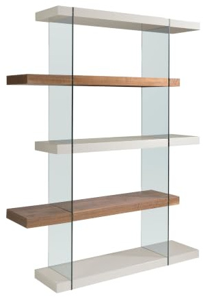 Ángel Cerdá - Bücherregal aus Nussbaumholz und Glas - Modernes Bücherregal - Langlebiges und Funktionelles Bücherregal - 140 x 33 x 180 cm