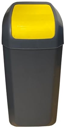 Cubo - Papelera con tapa basculante de 15L color amarillo