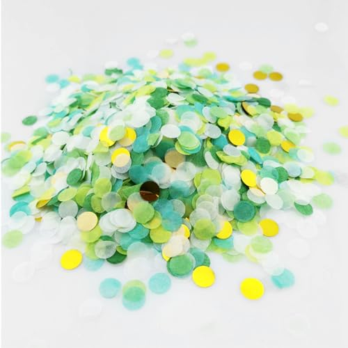 GoldRock 50g Konfetti Grün für Hochzeit, Geburtstag - 6000 Stk Rund, Papier Gold - Streudeko, Konfettikanone, Glitzer Tischdeko für Karneval, Taufe, Dschungel, Baby Shower Deko