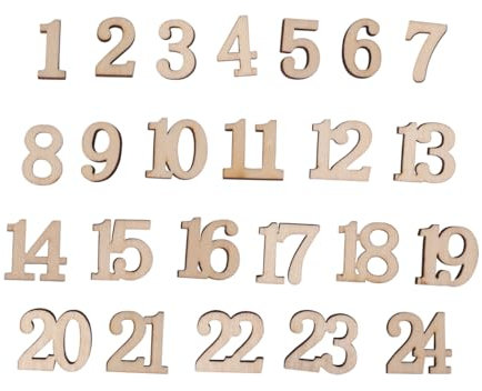 Rayher Adventskalender-Zahlen, 1,7 cm, mit Klebepunkt, Holzzahlen 1-24, FSC zertifiziert, Zahlen für Adventskalender, natur, 46758505