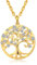 Jiamiaoi Baum des Lebens Kette Gold Damen Anhänger Vergoldet Stahl mit Rhinestein Halskette