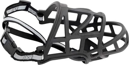 Shengxi Korbmaulkorb für Hunde mit Verstellbaren Riemen Weicher Gummi-Korb Hund Maulkorb mit Reflektierenden Streifen Atmungsaktiver Maulkorb Hund Verhindert Bellen Beißen und Kauen (1)