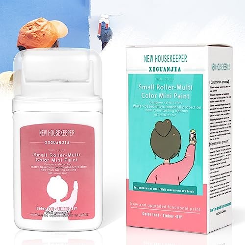 Wandfarbe Ausbessern Weiß, 100ml Farbroller Wandfarbe, Wandreparatur Rollbürste mit Wandreparaturpaste, Wand Fleckenentferner, Spachtelmasse Weiss Innen für Füllung, Graffiti, Flecken, Kratzer