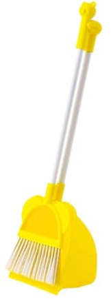 Milageto Set Mini Scopa e Paletta per Bambini Set Piccolo aiutante per Le Pulizie, Carino, sviluppa abilità di Vita, Set Scopa per Bambini per Scuola, Giallo