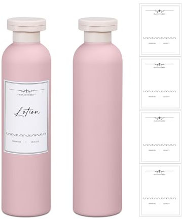 UMETASS Botellas de viaje para rellenar, a prueba de fugas, juego de viaje para el tiempo de viaje, recipiente de champú grande con tapa abatible, botellas de viaje vacías (rosa, 260 ml)
