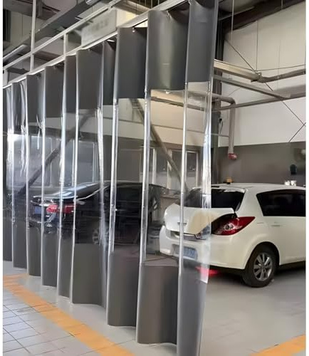 Zfmnoyev Garage Teiler Vorhänge, Wasserdichter Türvorhang Für Autowaschanlagen, Industrielle Waschhallenvorhänge, Outdoor Vinyl Vorhang Für Terrasse, Für Veranda, Waschstraße, Depot(Grey)