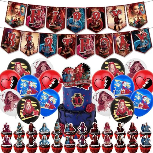The Rise of Red Birthday Decorations, The Rise of Red Party Supply Set Include Happy Birthday Banner, Cake Topper, Cupcake Toppers, Balloons for Kids Teens Party Decor