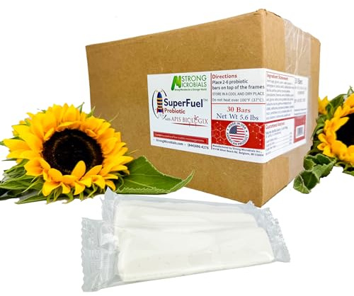 STRONG MICROBIALS SuperFuel Probiotic Bee Food Patties - Boosts Honeybee Health & Productivity with Natural Nectar - Nutritional Winter Bee Feed for Dearth & Stress Periods - 30 Bars (5.6 lbs)