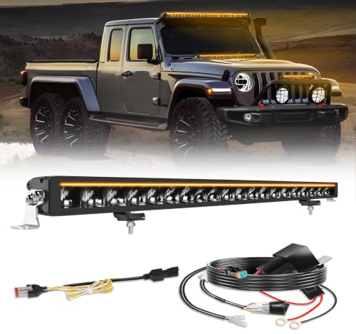 BraveWAY 42 28000LM Barre LED avec DRL Anti-Éblouissement Projecteur Longue Portée Homologué ECE Rampe LED 4x4Pour Tracteurs Agricoles Camions Caravanes Quad SSV avec Kit de Câblage