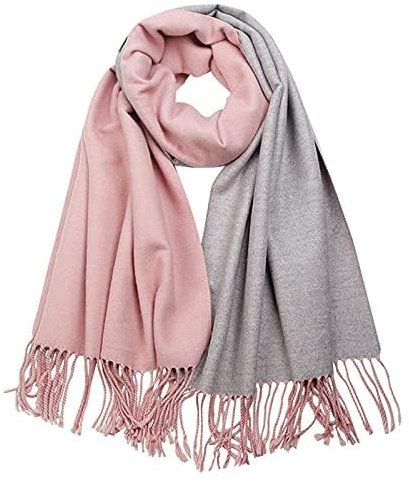 Floralies Kaschmirschal für Damen, Wollschal, Geschenkbox, doppelseitiger Stil, Quasten, Winter, dick, übergroße Schals, Pink, Standard