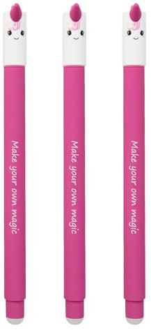 EBERHARD FABER - Animal Erase It Tintenroller Einhorn 3er Set | Radierbare Gelschreiber mit 0,7 mm Spitze und blauer Tinte für Schule und Alltag