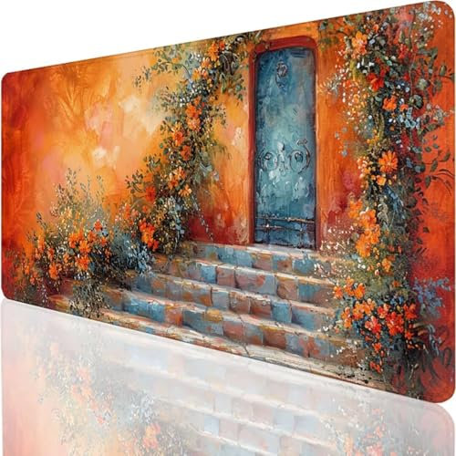 YALNSENN Weiches Gaming-Mauspad für schnelle Spielstile und optimale Kontrolle 1200x600x3mm, Schreibtischunterlage Texturierter Stoff aus Mikrogewebe, Rutschfestes Gummi - Gelb Blume 5-S