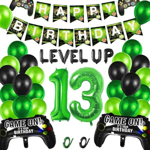 Decoración Cumpleaños Videojuegos, Globos de Cumpleaños 13 Año, Decoración Cumpleaños 13 Niño, Cumpleaños Decoracion Kit 13 años, Globos del Controlador, Fiestas Infantiles Decoracion