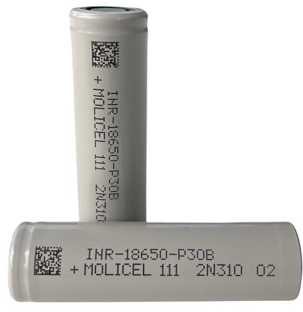 Molicel 3000mAh Flat Top P30B 18650 Rechargeable Battery. Grade A, High Capacity. Designed for E-Cigarettes, Vape Mods & Sub Ohm Kits - No Nicotine, Flashlights, Digital cameras, Torches, Speakers