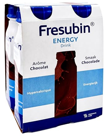 Fresubin Energy Drink - Schokolade Hochkalorische Trinknahrung von Fresenius Kabi, 300 kcal pro Flasche, laktosearm, Ballaststoffarm ideal bei Mangelernährung (200 ml (4er Pack), Schokolade)